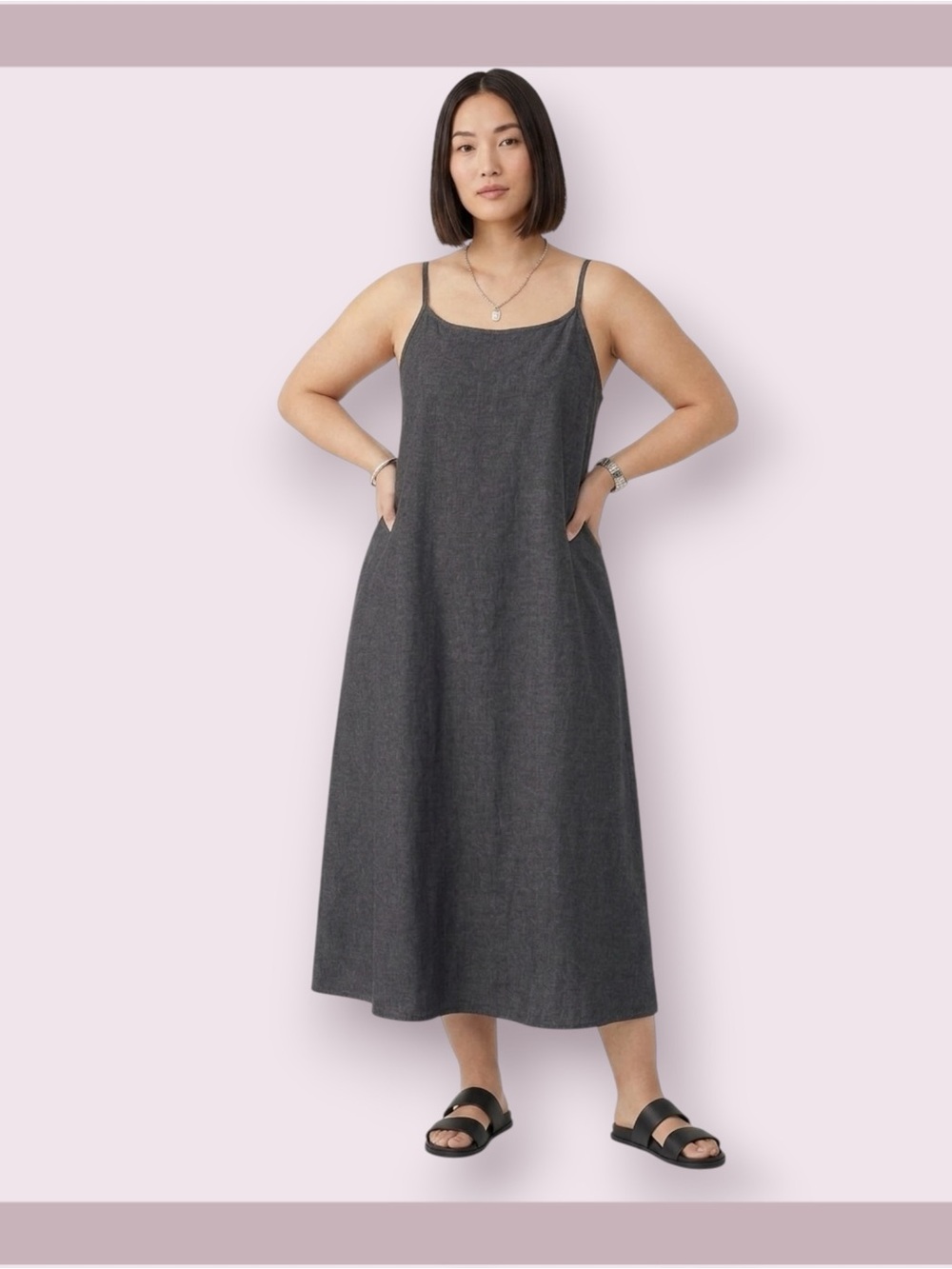 Eileen Fisher Airy Organic Cotton Twill Cami Dress